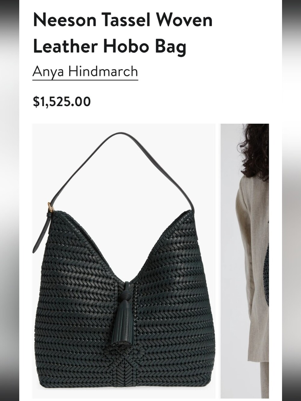 Anya Hindmarch  Woven Tassel Leather Hobo Bag